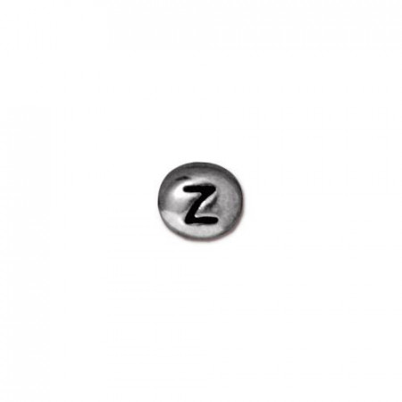 Бусина металлическая, TierraCast, двусторонняя с буквой английского алфавита Z, родий, 6мм