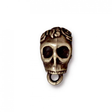 Бейл держатель TierraCast, череп, бронзовый  с чернением, 16х8мм