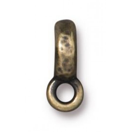 Разделитель держатель, неровная круглая чеканная  ("отбитая молотком") с петелькой, бронзовый с чернением, 8мм