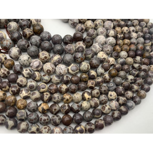 Каменные бусины, Риолит, леопардовая Яшма, шарик гладкий, 10 мм, длина нити 38 см 