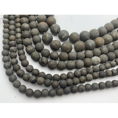 Каменные бусины, Пирит, матовый, шарик гладкий, 8 мм, длина нити 38 см арт. 16001