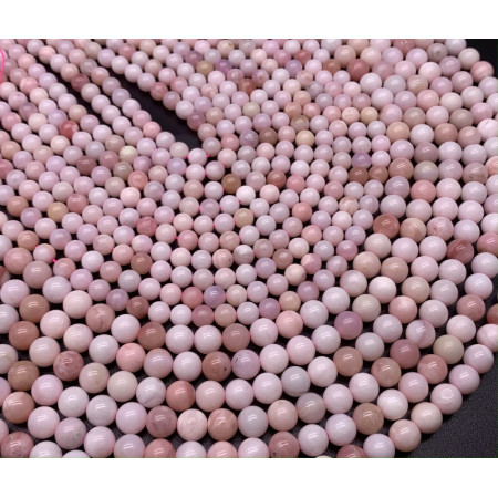 Каменные бусины, Опал, розовый, люкс, шарик гладкий, 8 мм, длина нити 38 см