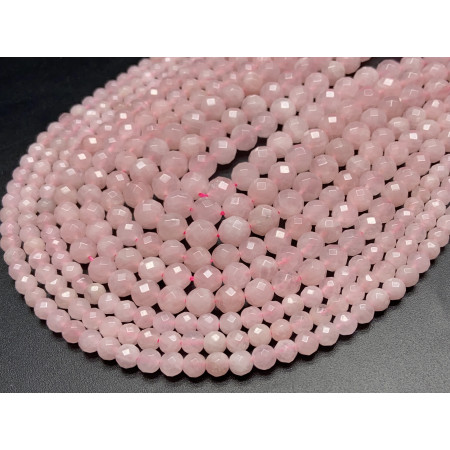Каменные бусины, Розовый Кварц, тонированный, шарик, огранка, 10 мм, длина нити 38 см арт. 14116