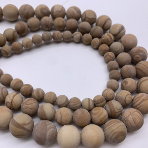 Каменные бусины, Яшма, "деревянная", матовая, шарик гладкий, 8 мм, длина нити 38 см