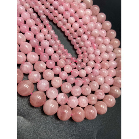 Каменные бусины, Розовый Кварц, Мадагаскарский, 12 мм, шарик гладкий, длина нити 19 см