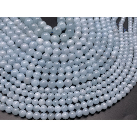Каменные бусины, Аквамарин, Голубой Берилл, шарик гладкий, 4 мм, длина нити 38 см