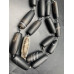 Каменные бусины, Дзи природные, Агат, чёрный, тонированный, матовый, 40х13 мм, 8 штук на нити арт. 14633