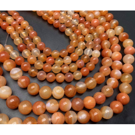 Каменные бусины, Агат, тонированный, оранжевый, шарик гладкий, 10 мм, длина нити 38 см