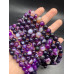 Каменные бусины, Агат, тонированный, фиолетовый, шарик гладкий, 8 мм, длина нити 38 см арт. 14645