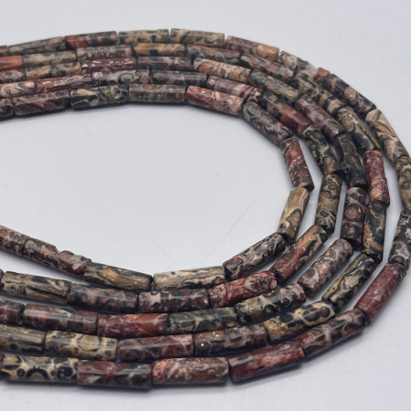Каменные бусины, Яшма риолит, трубочки, 13х4 мм, длина нити 38 см арт. 17248