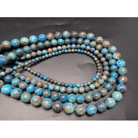 Каменные бусины, Ирнимит, (Голубая Яшма), тонированная, шарик гладкий, 10 мм, длина нити 38 см