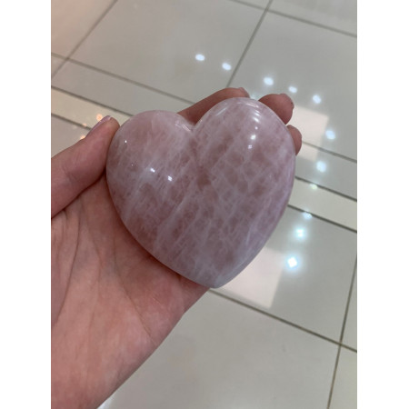 Сувенир, Розовый Кварц, "Сердце" объёмное , 86x82 мм, толщина 32 мм, цена за шт