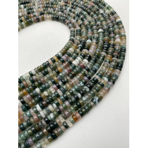 Каменные бусины, Яшма, индийская, зелёная, шайба, 4х2 мм, длина нити 38 см