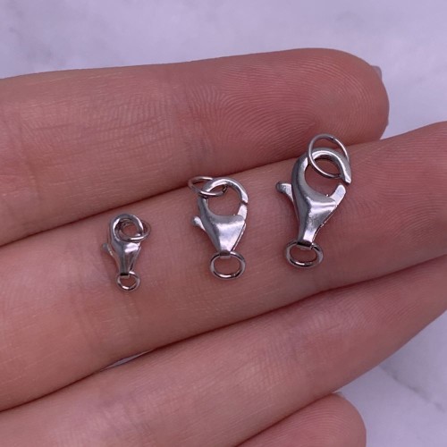 Карабин, замочек, лобстер, родированный, модель SS 925 , размер 11 мм, цена за 1 шт