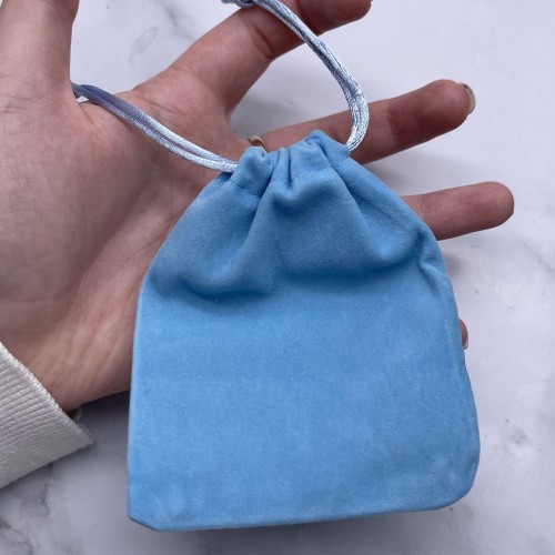 Мешочек, велюр, размер 11 х 8,5 см, голубой