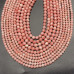 Каменные бусины, Коралл, розовый, тонированный, шарик огранка, 3,8 мм, длина нити 38 см арт. 13555
