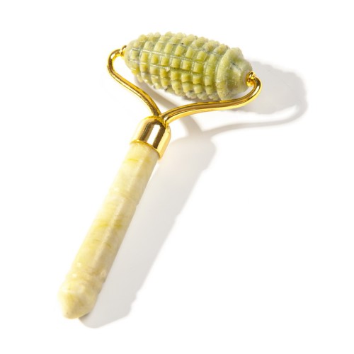 Роллер-массажер  из нефрита с ребристым валиком, 110 x 56 x 20 мм