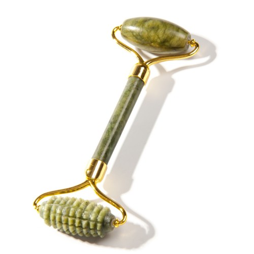 Роллер из нефрита с ребристым и гладким валиками, 150 x 60 x 20 мм