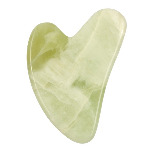 Скребок  "Сердце" для массажа Гуаша из  светлого нефрита, 80 x 60 x 5 мм