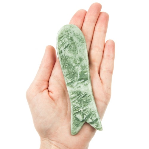 Скребок Гуаша из нефрита в форме рыбки, 120 x 35 x 5 мм