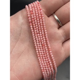 Каменные бусины, Коралл, розовый, тонированный, шарик огранка, 2 мм, нить 38 см