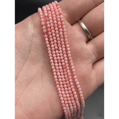 Каменные бусины, Коралл, розовый, тонированный, шарик огранка, 2 мм, нить 38 см