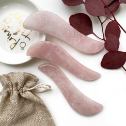 Скребок  "Волна" для массажа Гуаша из розового кварца, 115 x 40 x 5 мм