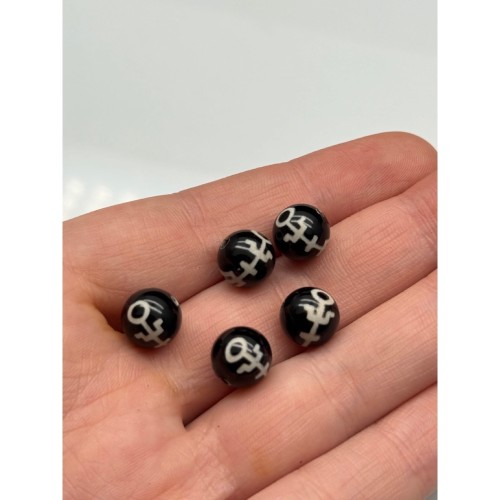 Бусина Дзи "204", агат, Аристократ, размер 10 мм, цена за 5 шт