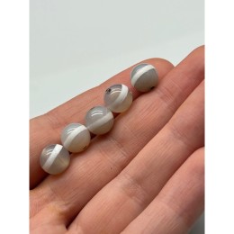 Бусина Дзи "205", Дзи медицины (здоровья), агат, халцедон светлый, размер 10 мм, цена за 5 шт