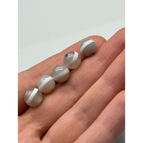 Бусина Дзи "205", Дзи медицины (здоровья), агат, халцедон светлый, размер 10 мм, цена за 5 шт