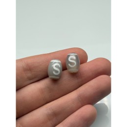 Бусина Дзи "208", Денежный крючок, агат, халцедон светлый, размер 14х10 мм, цена за 1 шт