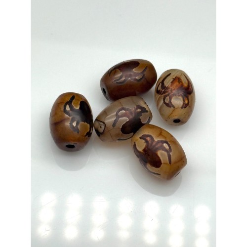 Бусина Дзи "213", Паук, агат кракле, размер 13х10 мм, цена за 1 шт.