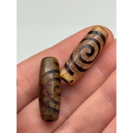 Бусина Дзи "218", Чакра, агат, кракле, 30х10 мм, цена за 1 шт.