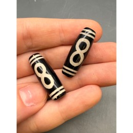 Бусина Дзи "244", агат, Бесконечность, размер 30х10 мм, цена за 1 шт