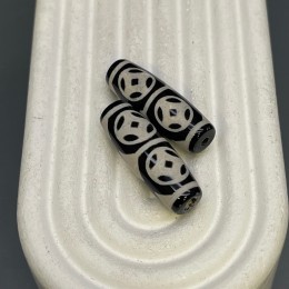 Бусина Дзи "254", агат, 4 монеты, размер 30х10 мм, цена за 1 шт