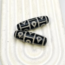 Бусина Дзи "259", агат, 9 капель дождя, размер 30х10 мм, цена за 1 шт