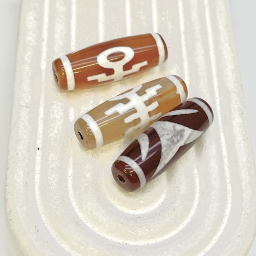 Бусина Дзи "93" из сердолика, Аристократ, размер 30 х 10 мм