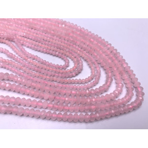 Каменные бусины, Розовый кварц, огранка, рондель, 4х2,5 мм, длина нити 38 см