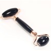 Роллер из черного обсидиана с розово-золотистой фурнитурой АВ класс, 145 x 55 x 20 мм