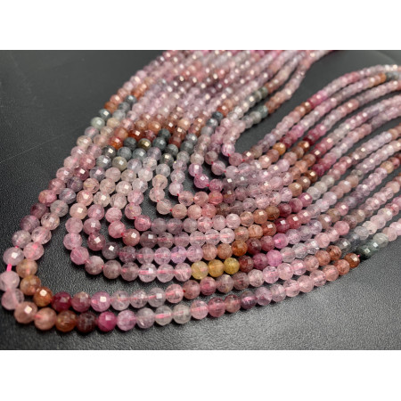 Каменные бусины, Шпинель, розовая, люкс, шарик огранка, 4 мм, длина нити 38 см