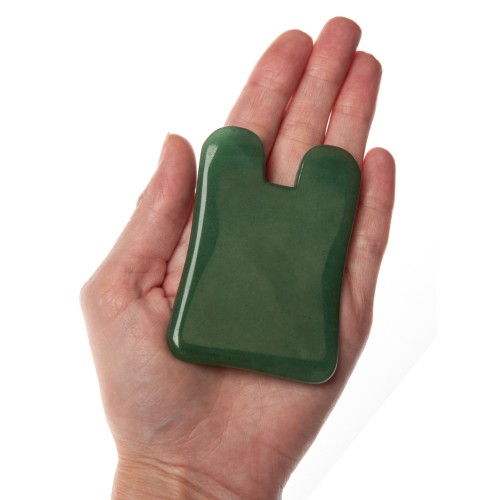 Скребок для Гуаша из зеленого авантюрина в форме квадрата,	80 x 55 x 5 мм