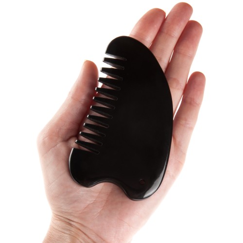 Скребок-Гребень Гуаша, из черного нефрита, Бянь-Ши,  в форме сердца