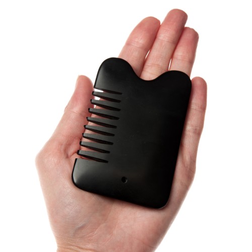 Скребок-Гребень Гуаша, из черного нефрита, Бянь-Ши, в форме квадрата с изгибом