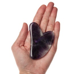 Скребок "Сердце", для массажа Гуаша, из аметиста, 80 x 60 x 5 мм