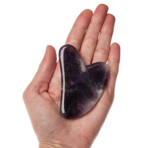 Скребок "Сердце", для массажа Гуаша, из аметиста, 80 x 60 x 5 мм