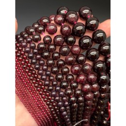Каменные бусины, Гранат, шарик гладкий, 14 мм, длина нити 19 см
