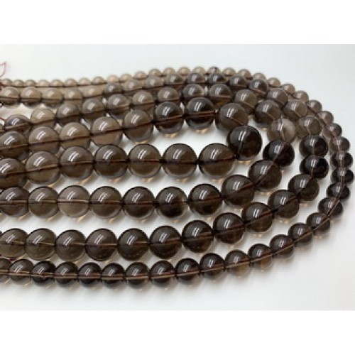Каменные бусины, Раухтопаз, дымчатый кварц, шарик гладкий, размер 8 мм, длина нити 38 см