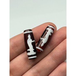 Бусина Дзи "117" из сердолика, Гуань-Инь, размер 30х10 мм, цена за 1 шт