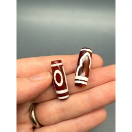 Бусина Дзи "121" из сердолика, Горный пик, размер 30х10 мм, цена за 1 шт