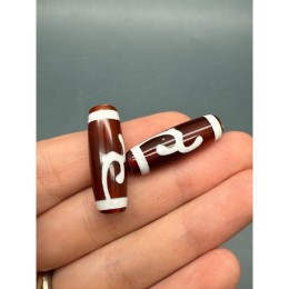 Бусина Дзи "130" из сердолика, Зелёная тара, размер 30х10 мм, цена за 1 шт